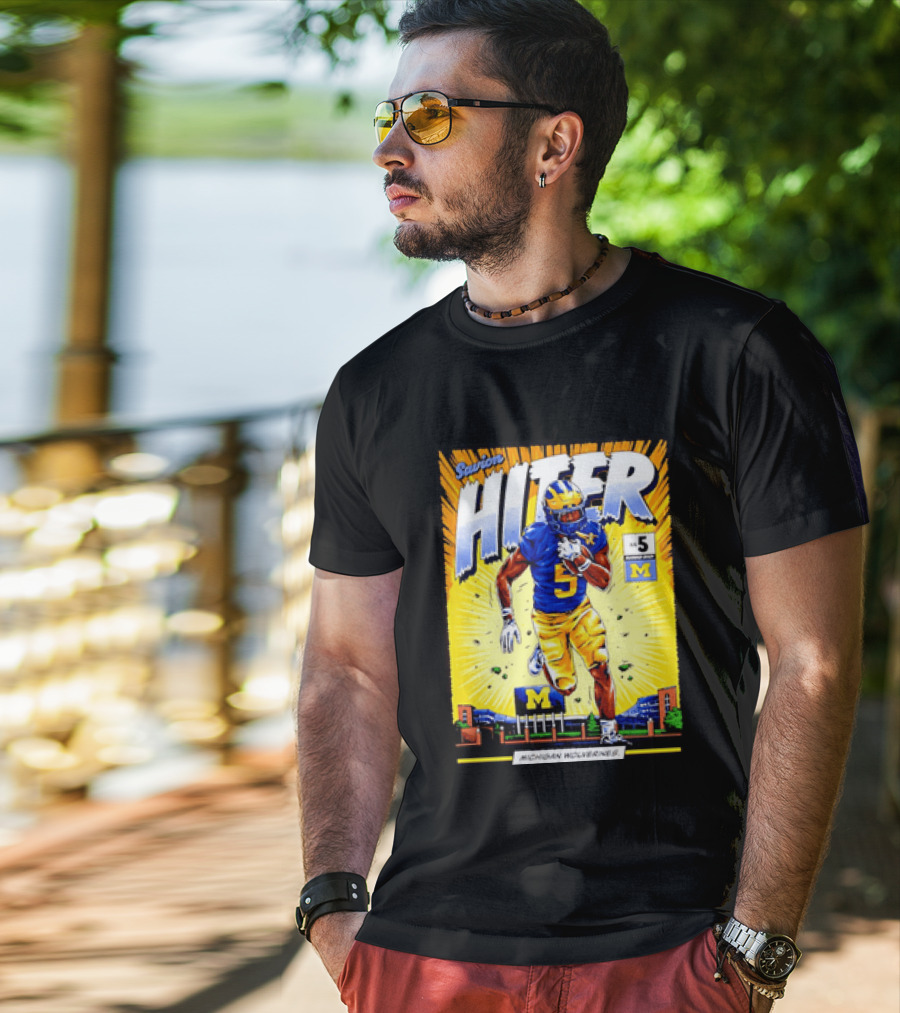 Savion Hiter Michigan Wolverines Football Number 5 Comic T-Shirt