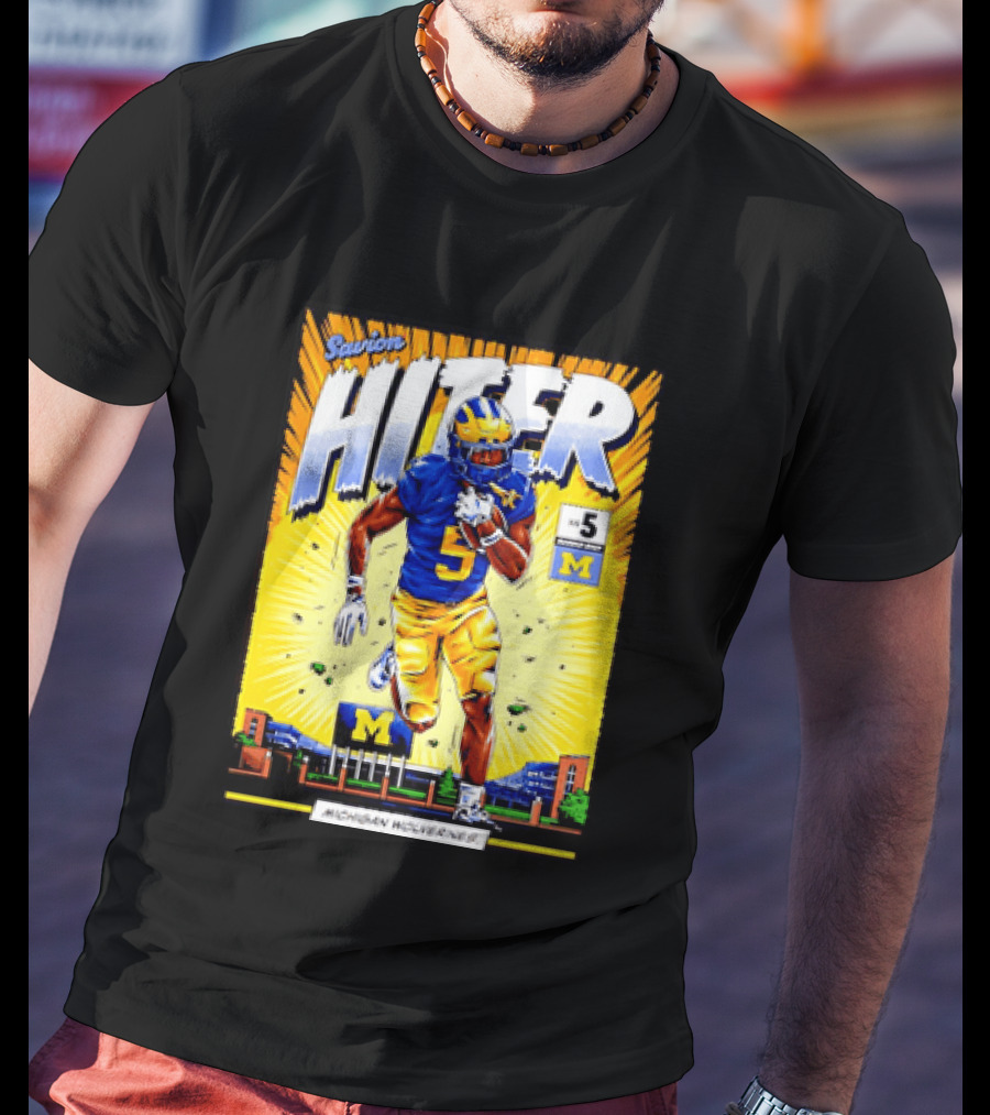 Savion Hiter Michigan Wolverines Football Number 5 Comic T-Shirt