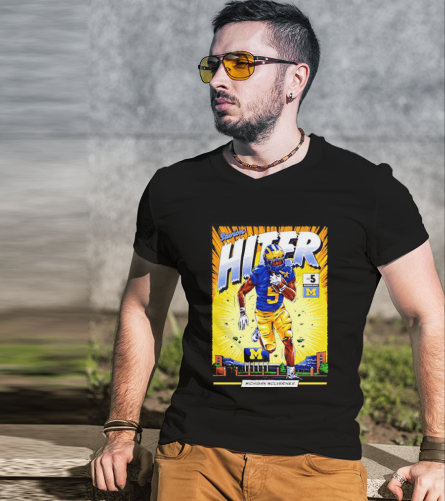 Savion Hiter Michigan Wolverines Football Number 5 Comic T-Shirt