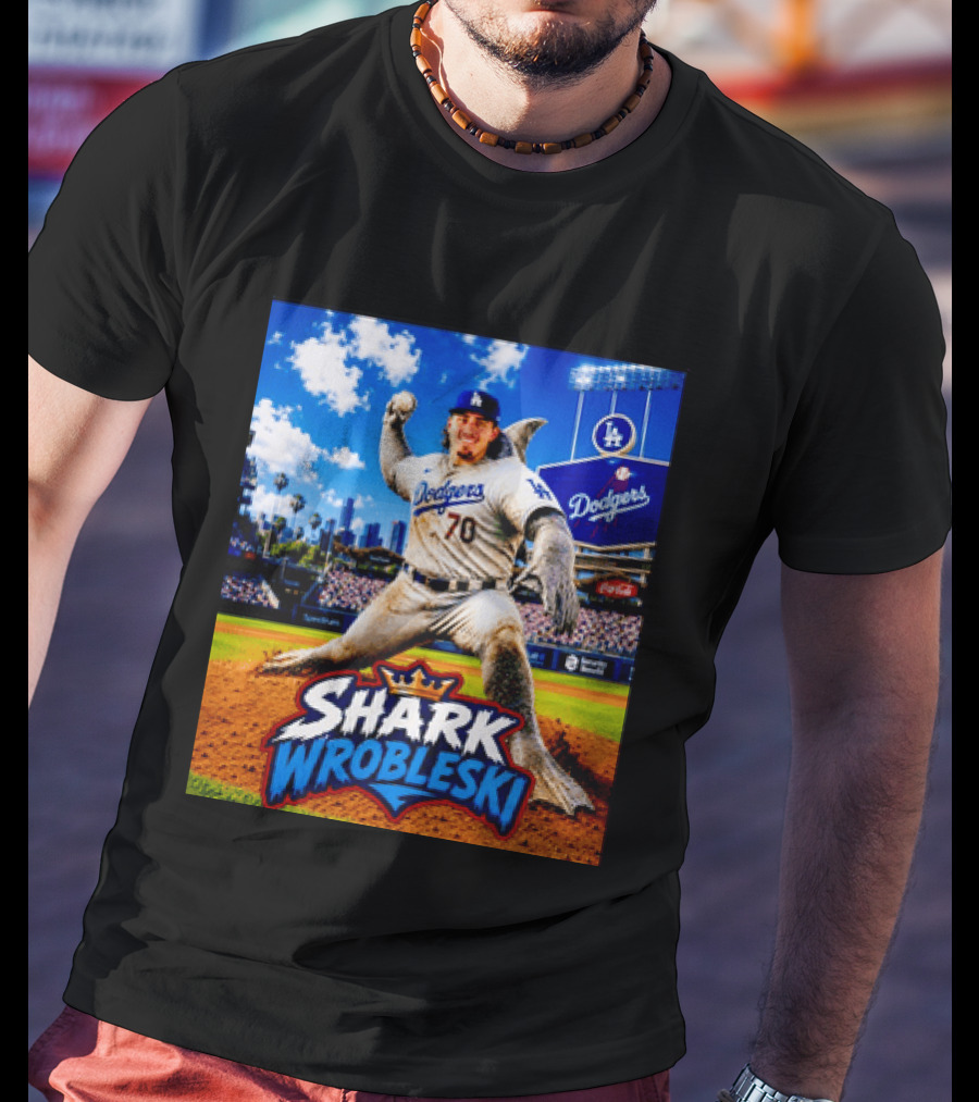 Shark Wrobleski Los Angeles Dodgers No 70 Iconic Baseball Player Fantasy T-Shirt
