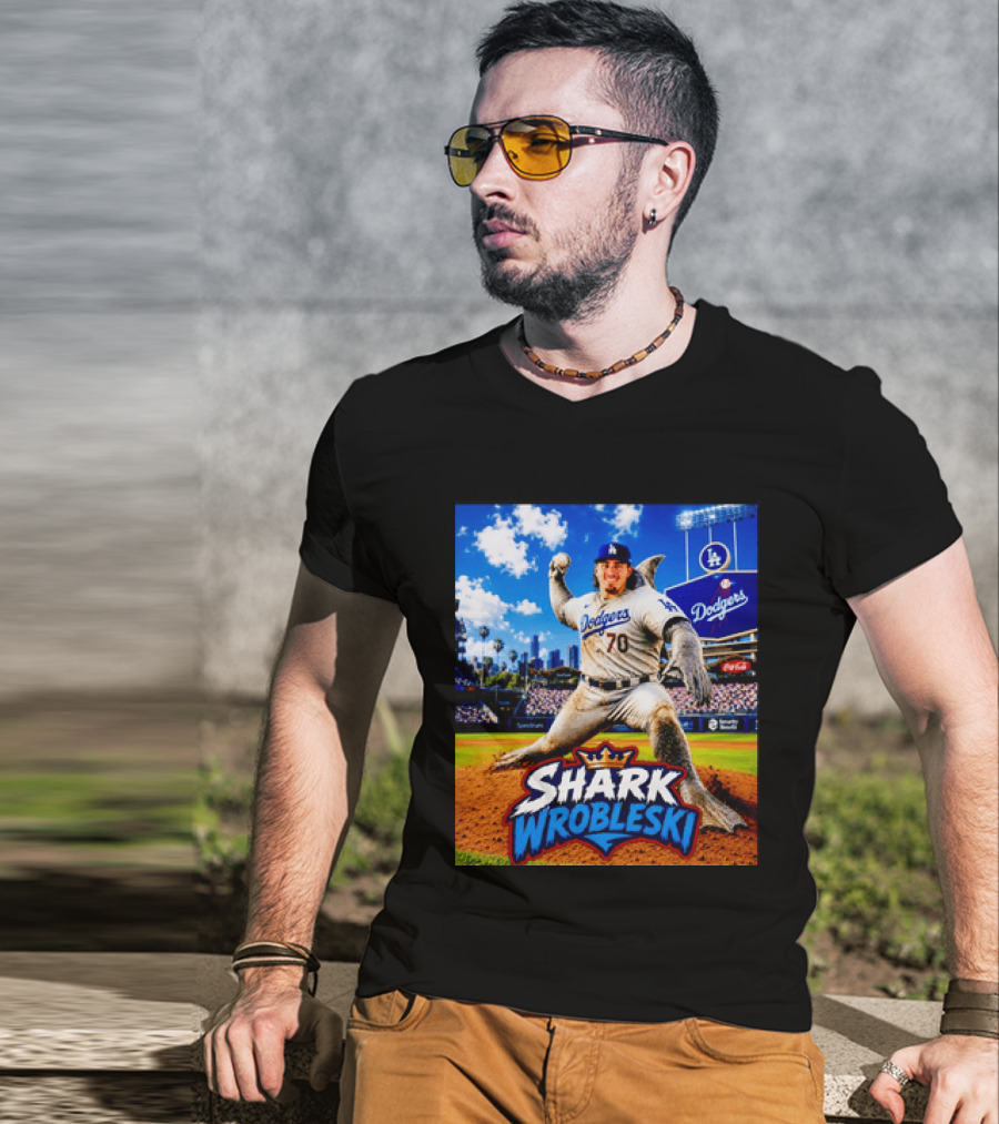 Shark Wrobleski Los Angeles Dodgers No 70 Iconic Baseball Player Fantasy T-Shirt