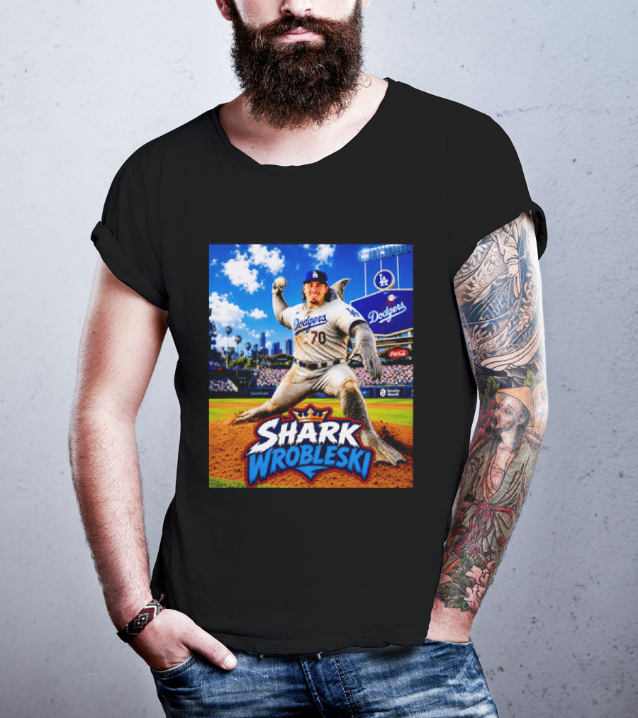 Shark Wrobleski Los Angeles Dodgers No 70 Iconic Baseball Player Fantasy T-Shirt