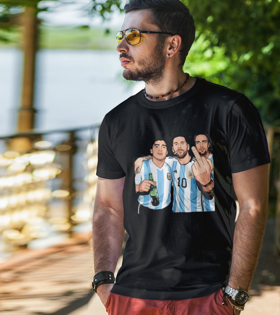 Messi Maradona Batistuta Argentina Football Legends T-Shirt