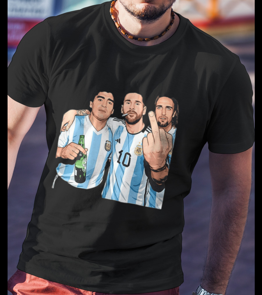 Messi Maradona Batistuta Argentina Football Legends T-Shirt