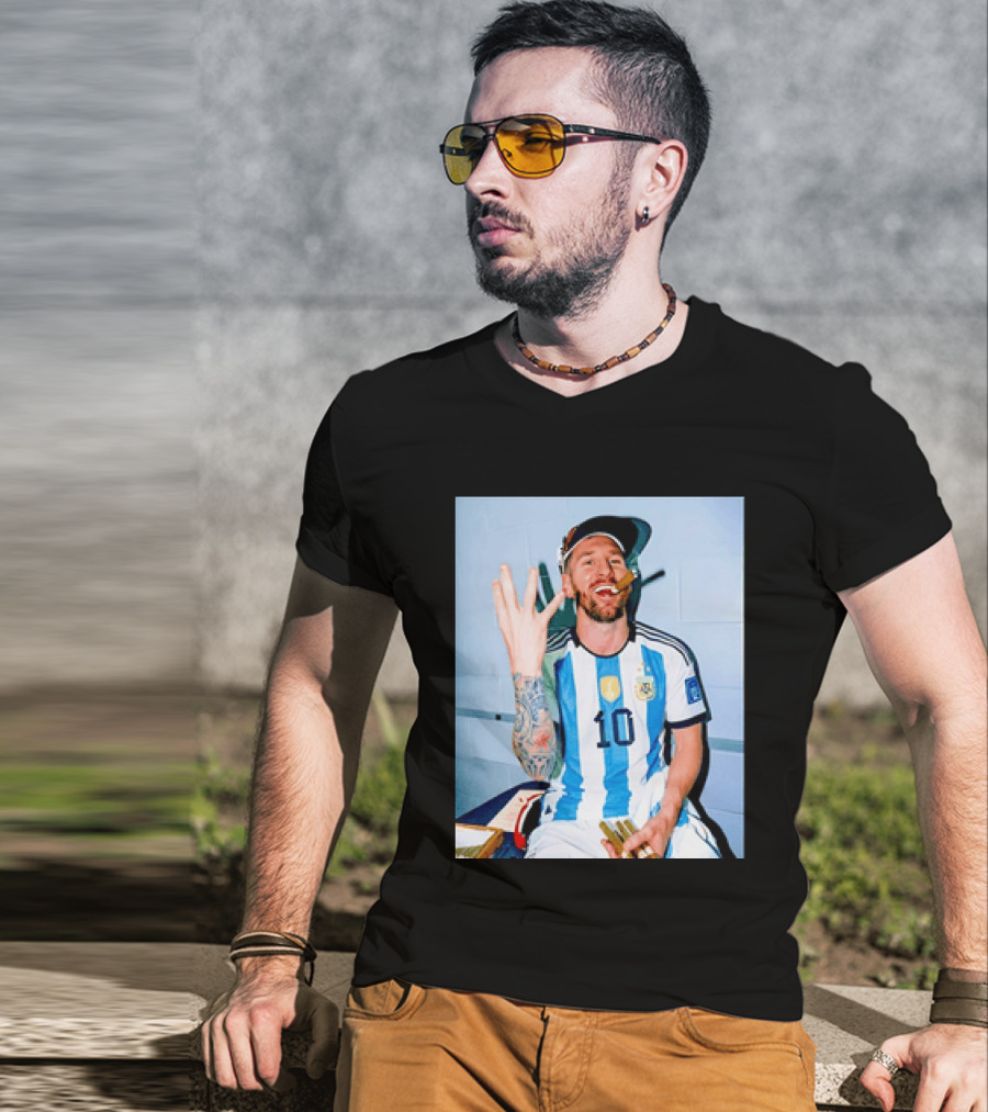 Lionel Messi Smoking Cigarette T-Shirt