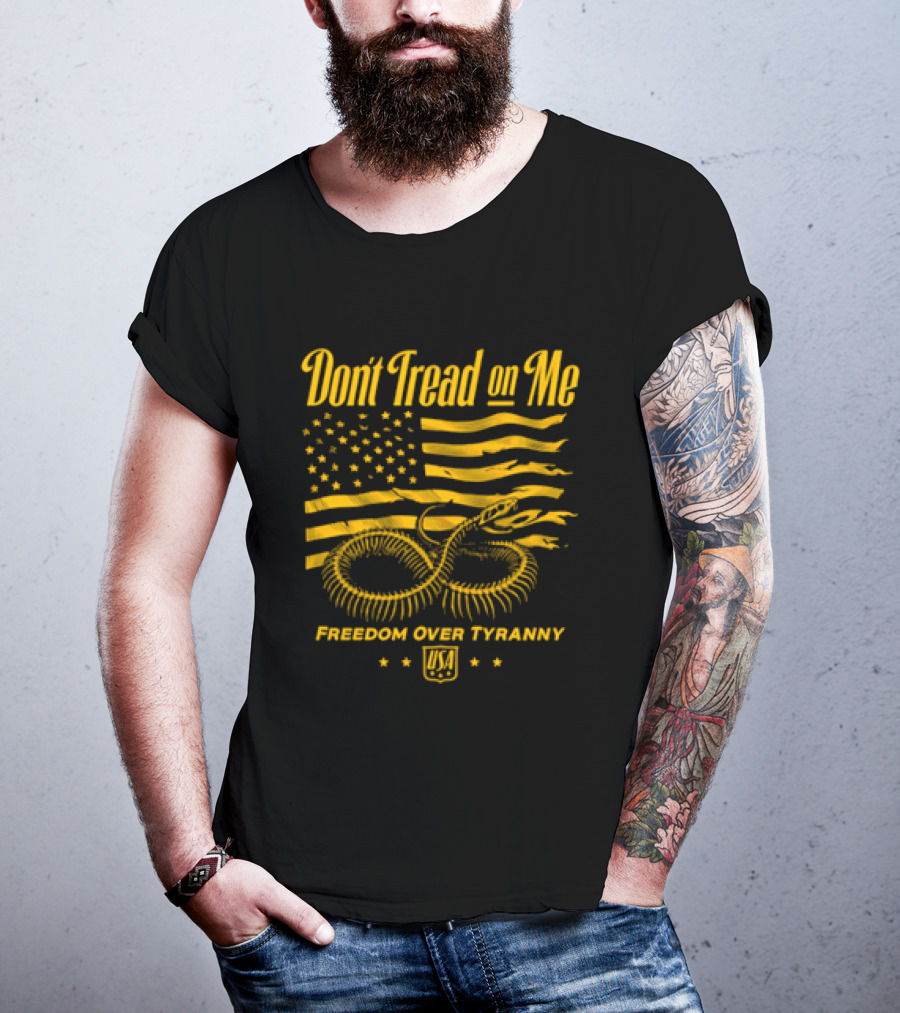 Don't Tread On Me Freedom Over Tyranny American Flag Snake T-Shirt