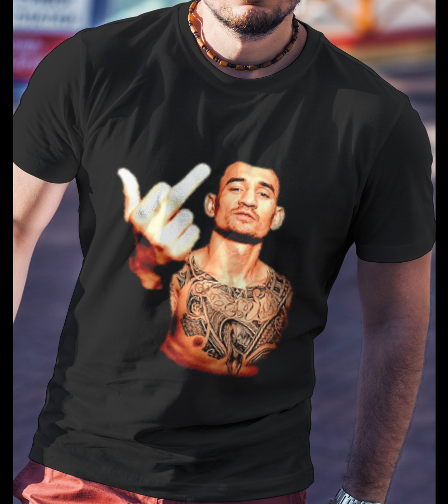 Max Holloway UFC Fighter Pose Middle Finger Tattoo T-Shirt