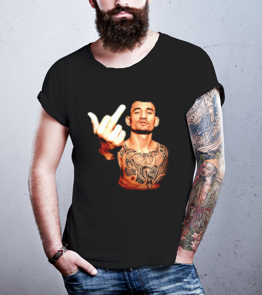 Max Holloway UFC Fighter Pose Middle Finger Tattoo T-Shirt