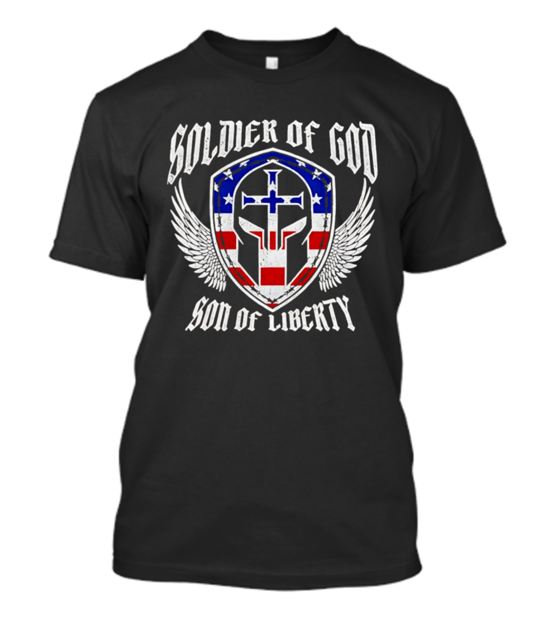 Soldier Of God Son Of Liberty American Flag Cross Wings T-Shirt