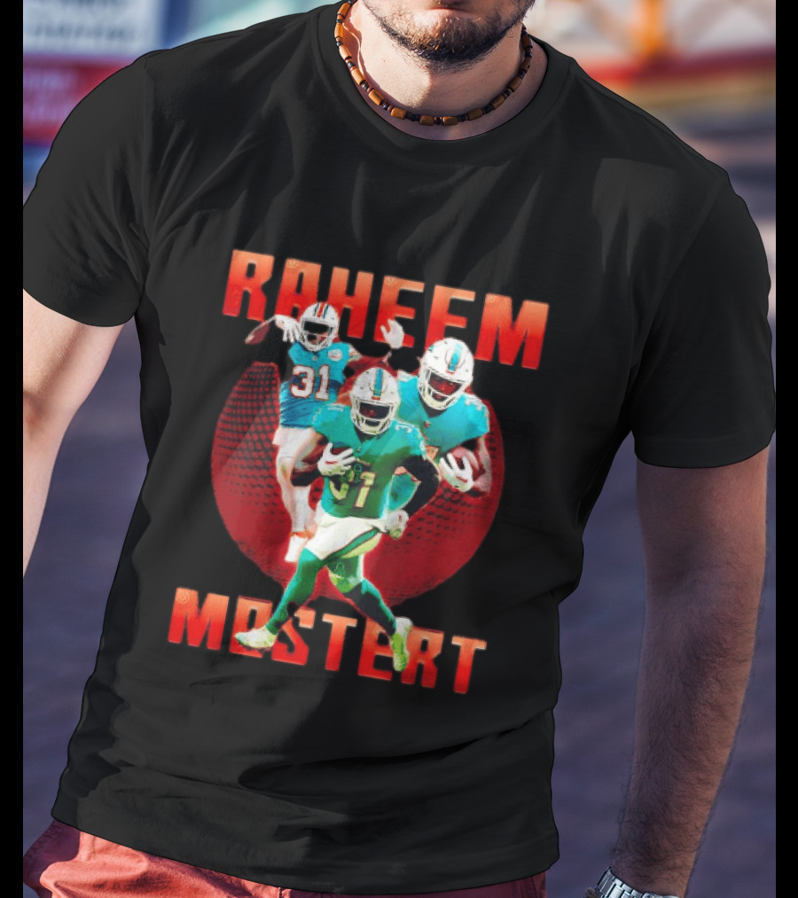 Raheem Mostert Miami Dolphins Football Running Back Action T-Shirt