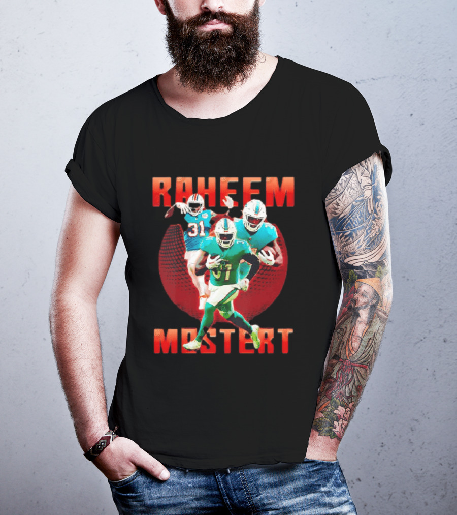 Raheem Mostert Miami Dolphins Football Running Back Action T-Shirt