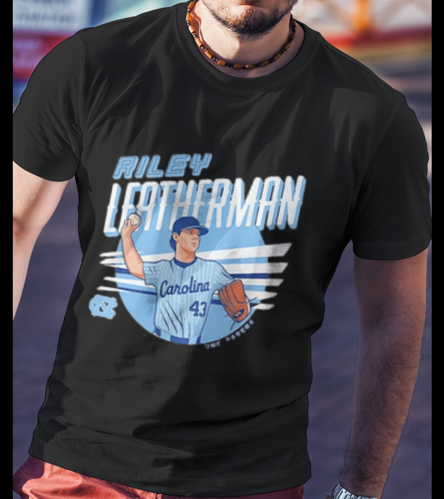 North Carolina Tar Heels Riley Leatherman Baseball Carolina 43 T-Shirt