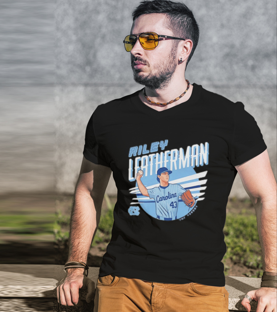 North Carolina Tar Heels Riley Leatherman Baseball Carolina 43 T-Shirt