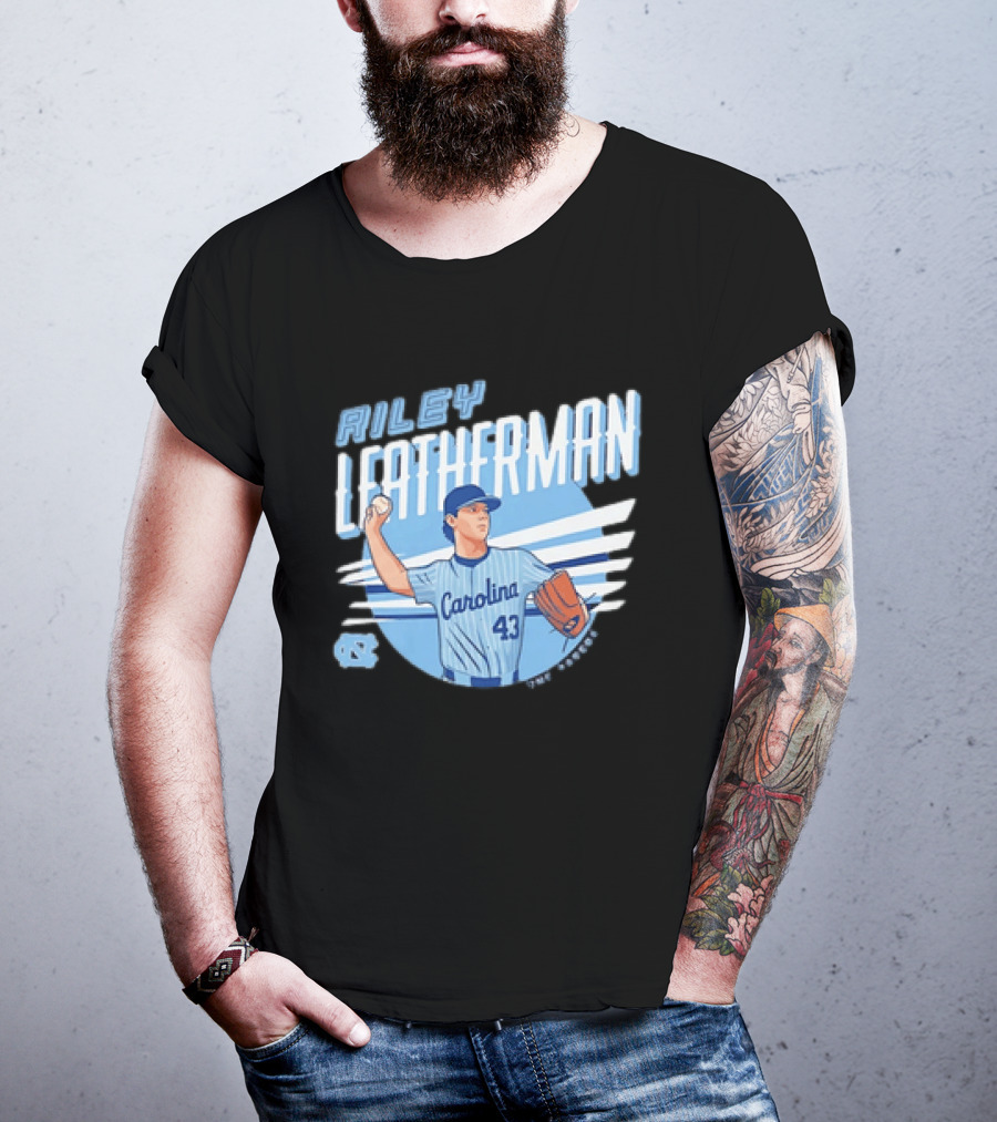 North Carolina Tar Heels Riley Leatherman Baseball Carolina 43 T-Shirt
