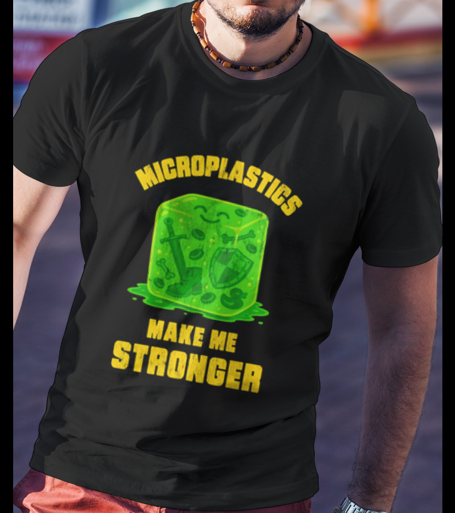 Microplastics Make Me Stronger Gelatinous Block Sword Shield Boot T-Shirt
