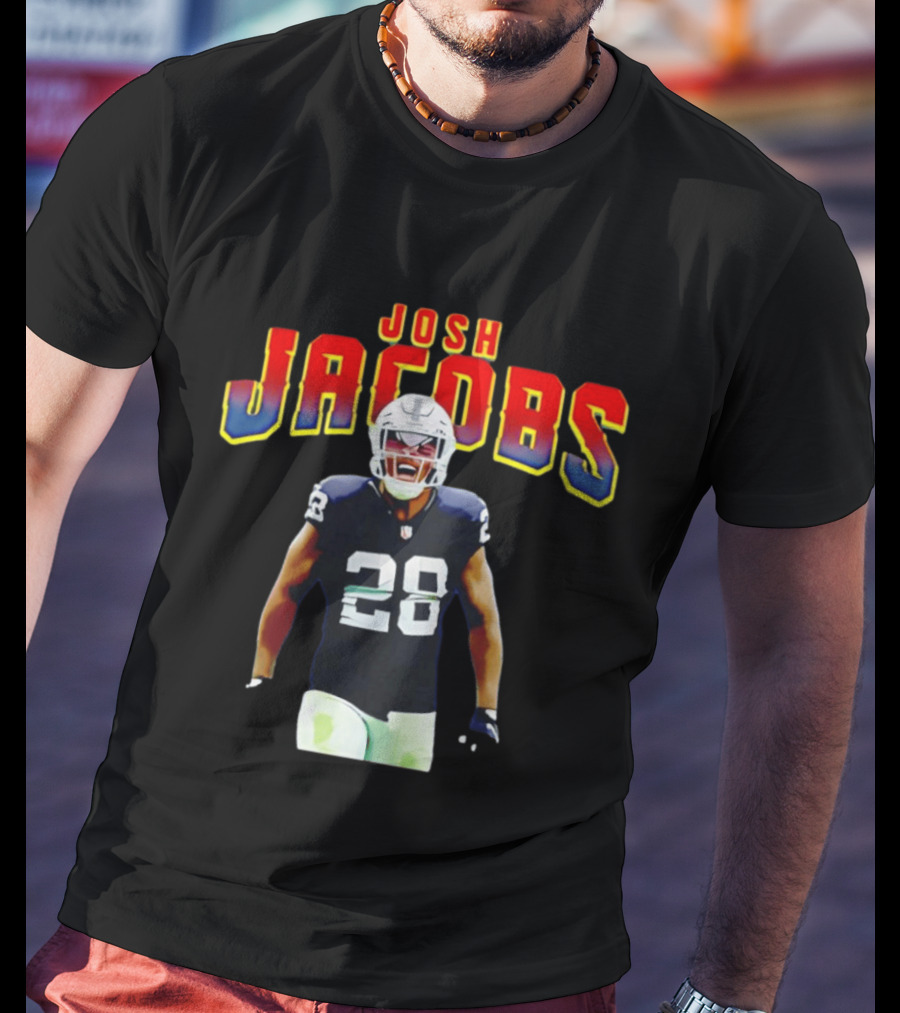 Josh Jacobs Number 28 Raiders NFL Celebration T-Shirt