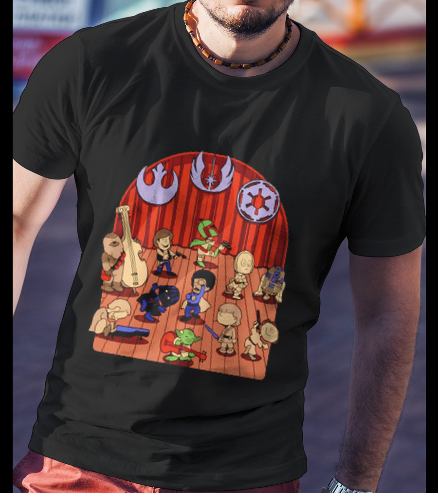 Star Wars Peanuts Characters Band With Iconic Symbols Mashup T-Shirt