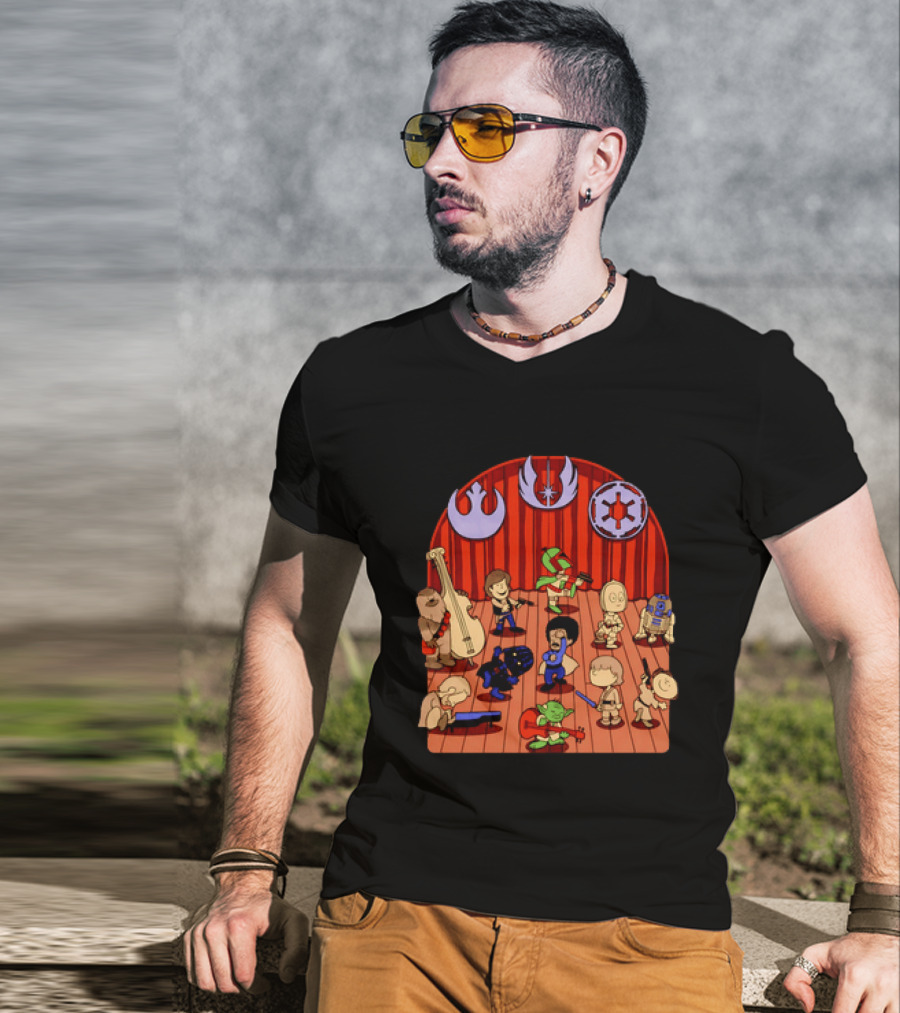 Star Wars Peanuts Characters Band With Iconic Symbols Mashup T-Shirt