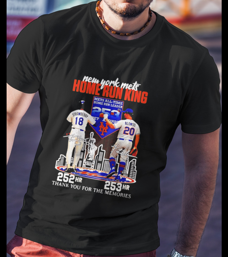 New York Mets Home Run King Celebration Darryl Strawberry And Pete Alonso Thank You For The Memories T-Shirt