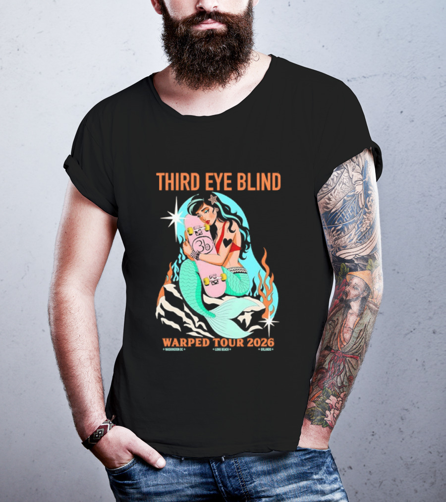 Third Eye Blind 2026 Warped Tour Mermaid Skater T-Shirt