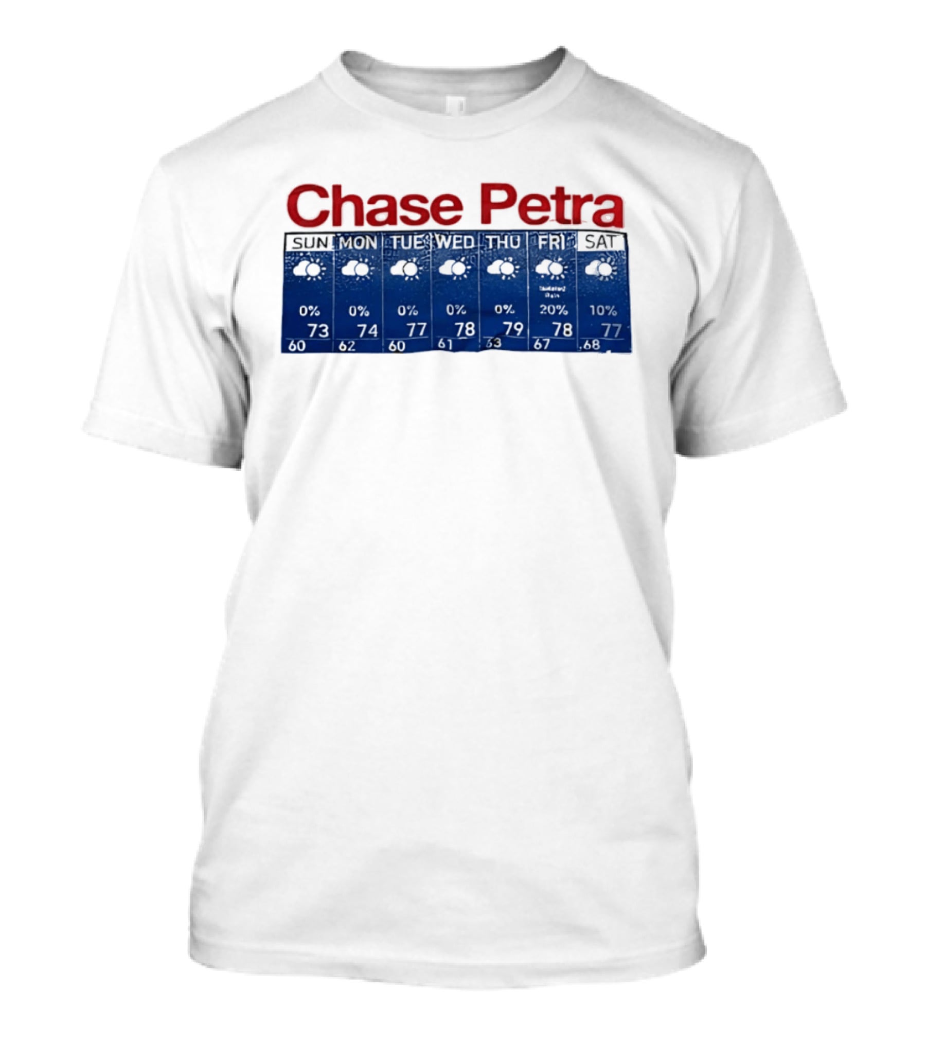 Chase Petra Weekly Weather Forecast Sun Sat With Temperatures And Cloud T-Shirt