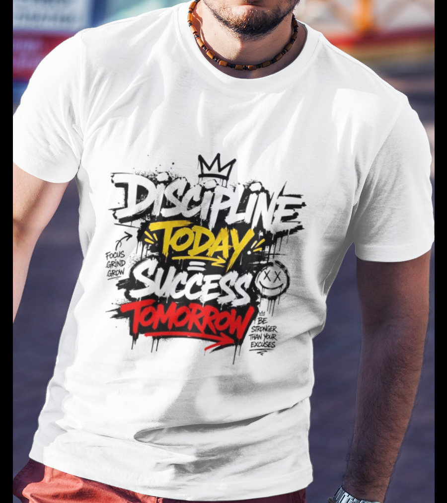 Discipline Today Success Tomorrow Motivational Graffiti T-Shirt