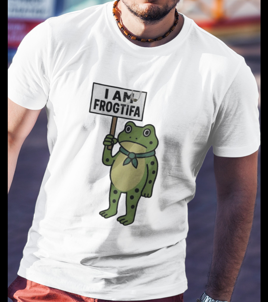 I AM FROGTIFA Frog Holding Sign T-Shirt