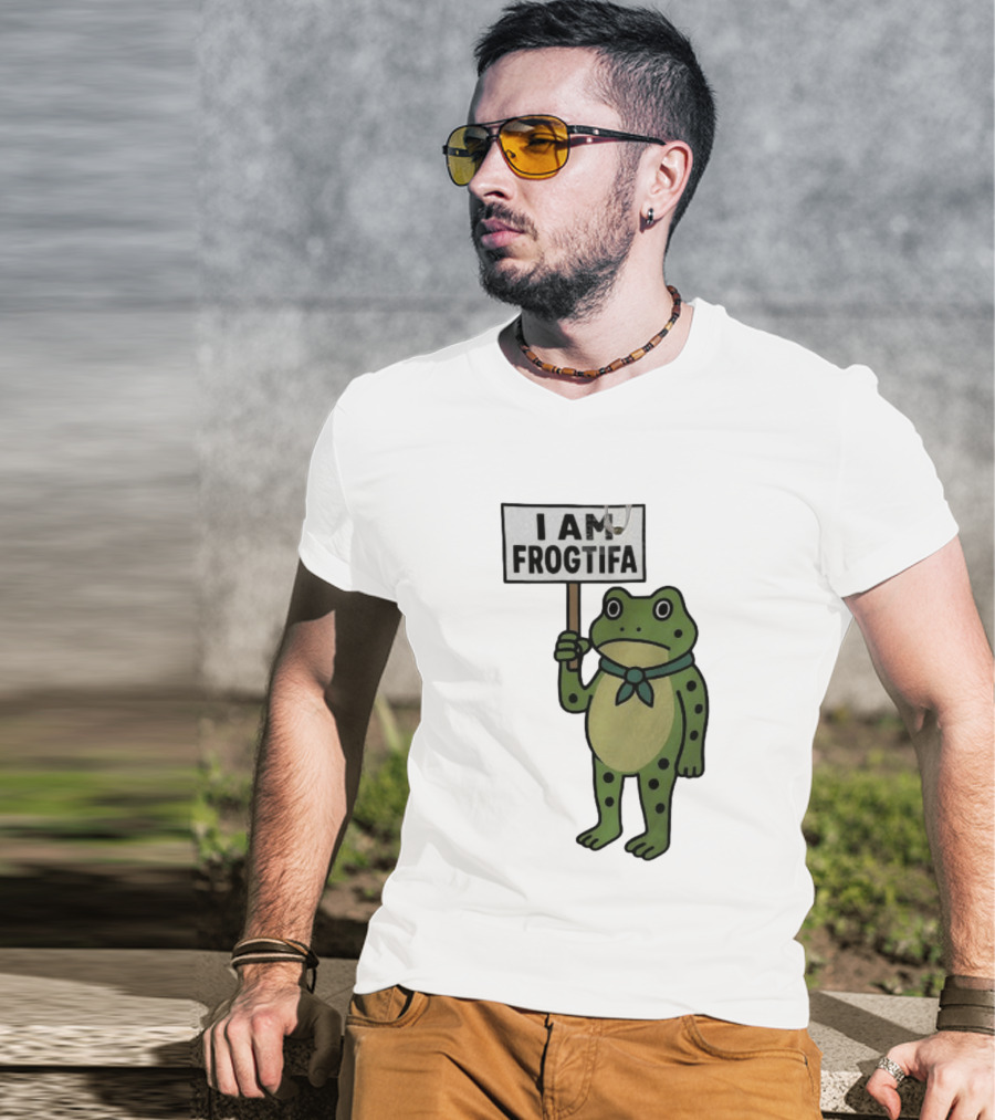 I AM FROGTIFA Frog Holding Sign T-Shirt