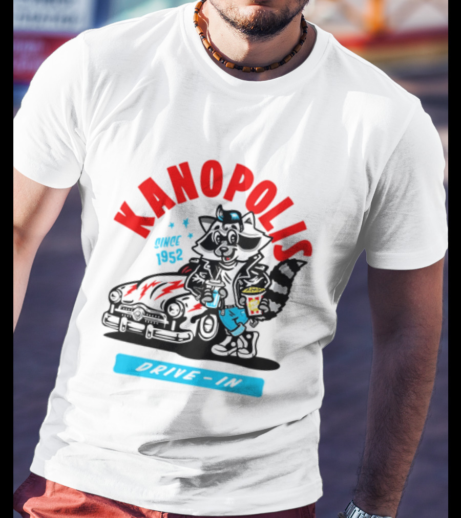 Kanopolis Drive In Since 1952 Raccoon Car T-Shirt