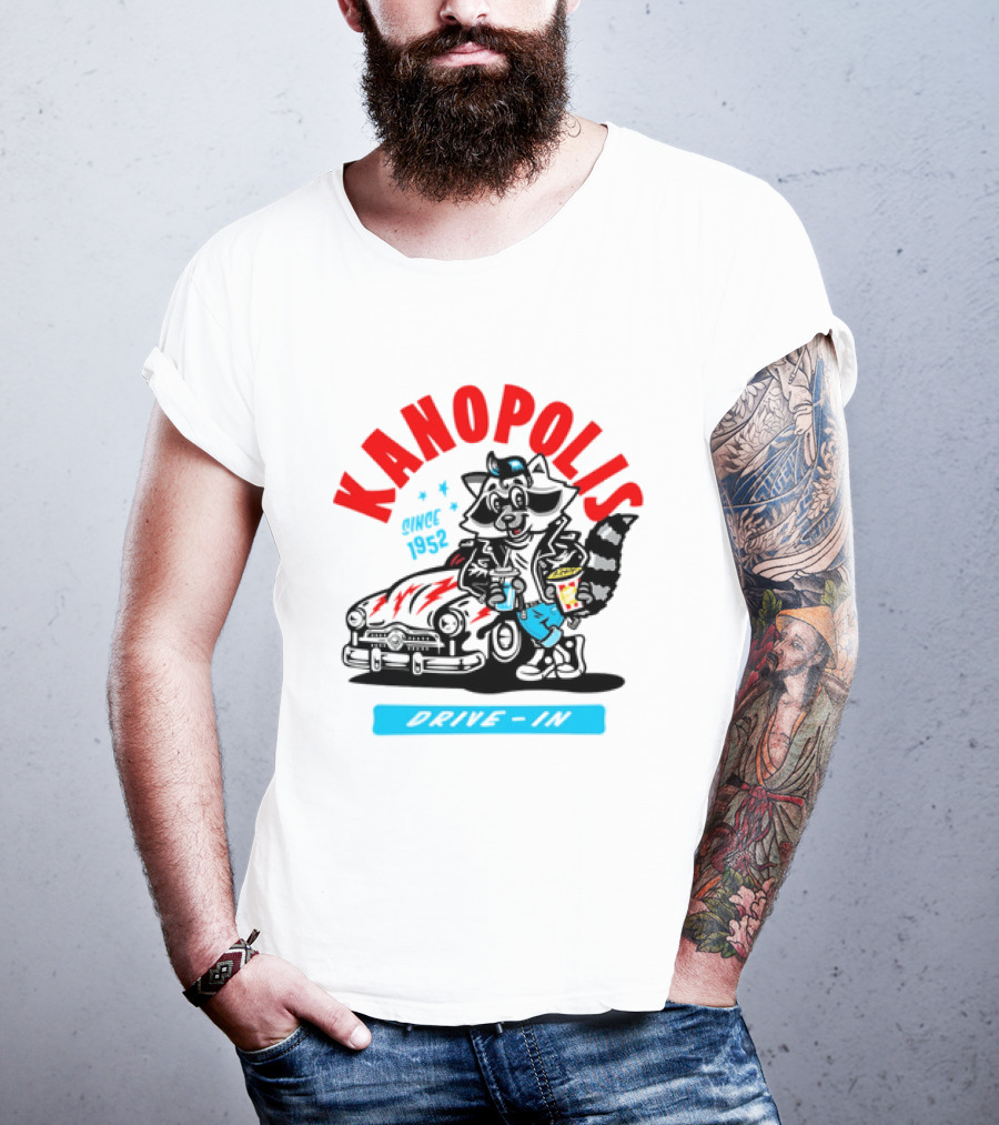 Kanopolis Drive In Since 1952 Raccoon Car T-Shirt