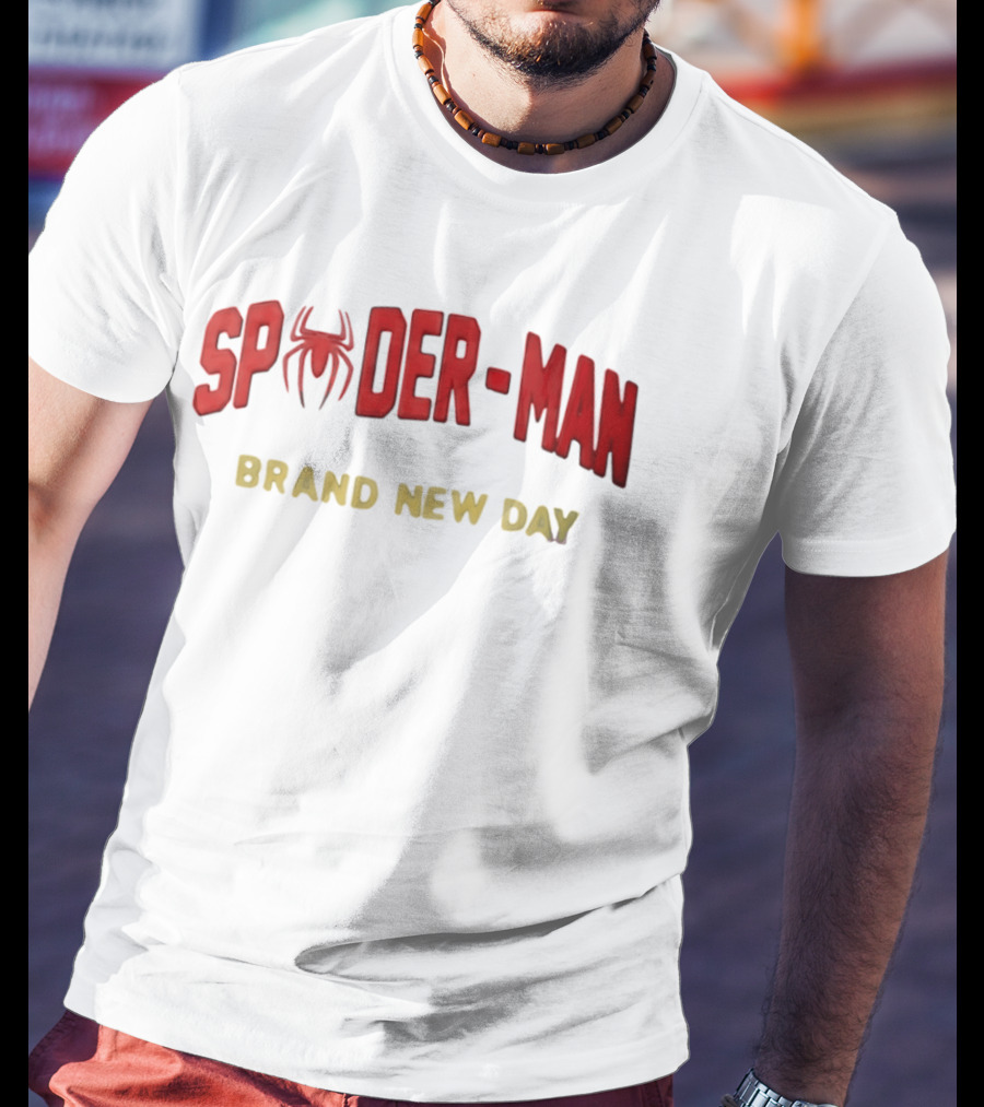 Spider Man Brand New Day Iconic Red Text With Spider T-Shirt