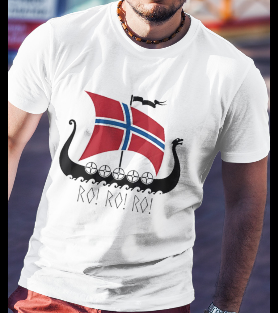 Viking Ship Norwegian Flag Ro Ro Ro T-Shirt