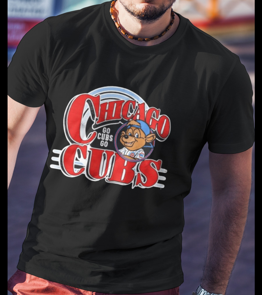 Chicago Cubs Go Cubs Go MLB With Bear In Cap T-Shirt