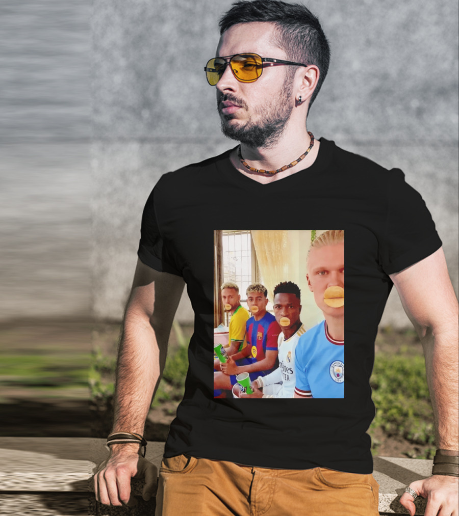 Neymar Vinicius Barcelona Real Madrid Manchester City Football Stars Chips T-Shirt