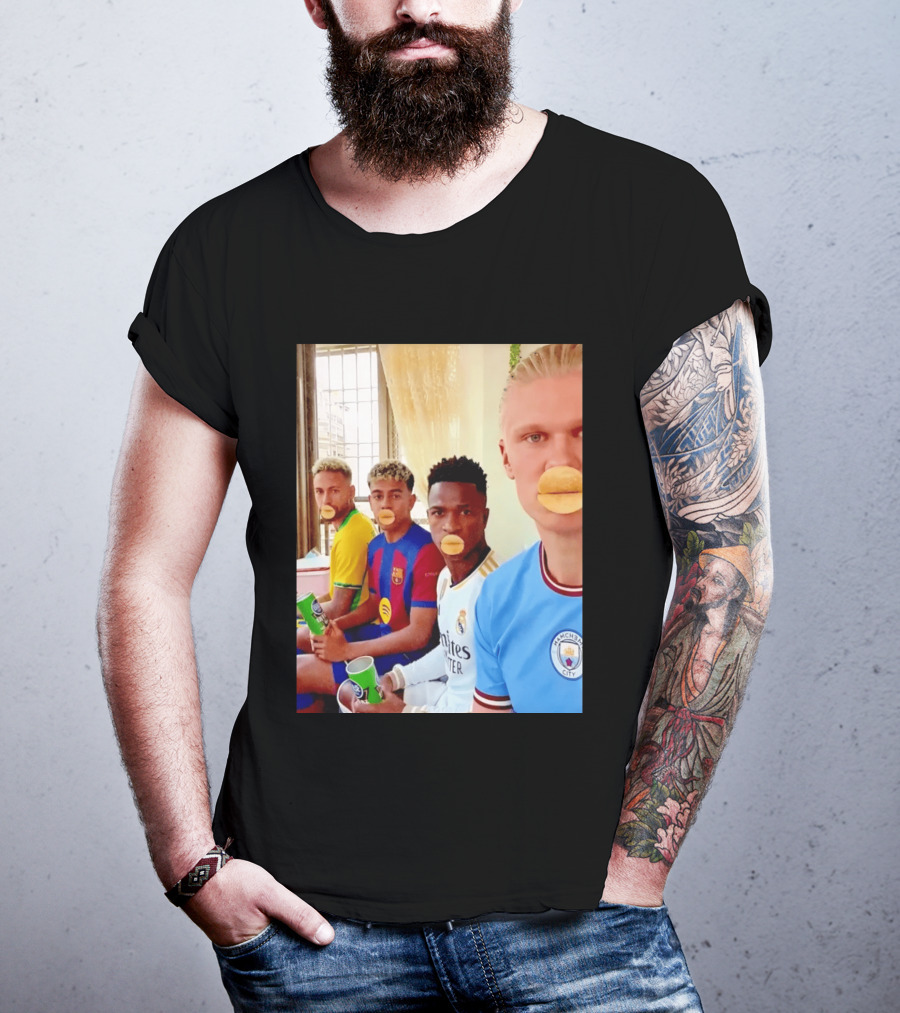 Neymar Vinicius Barcelona Real Madrid Manchester City Football Stars Chips T-Shirt