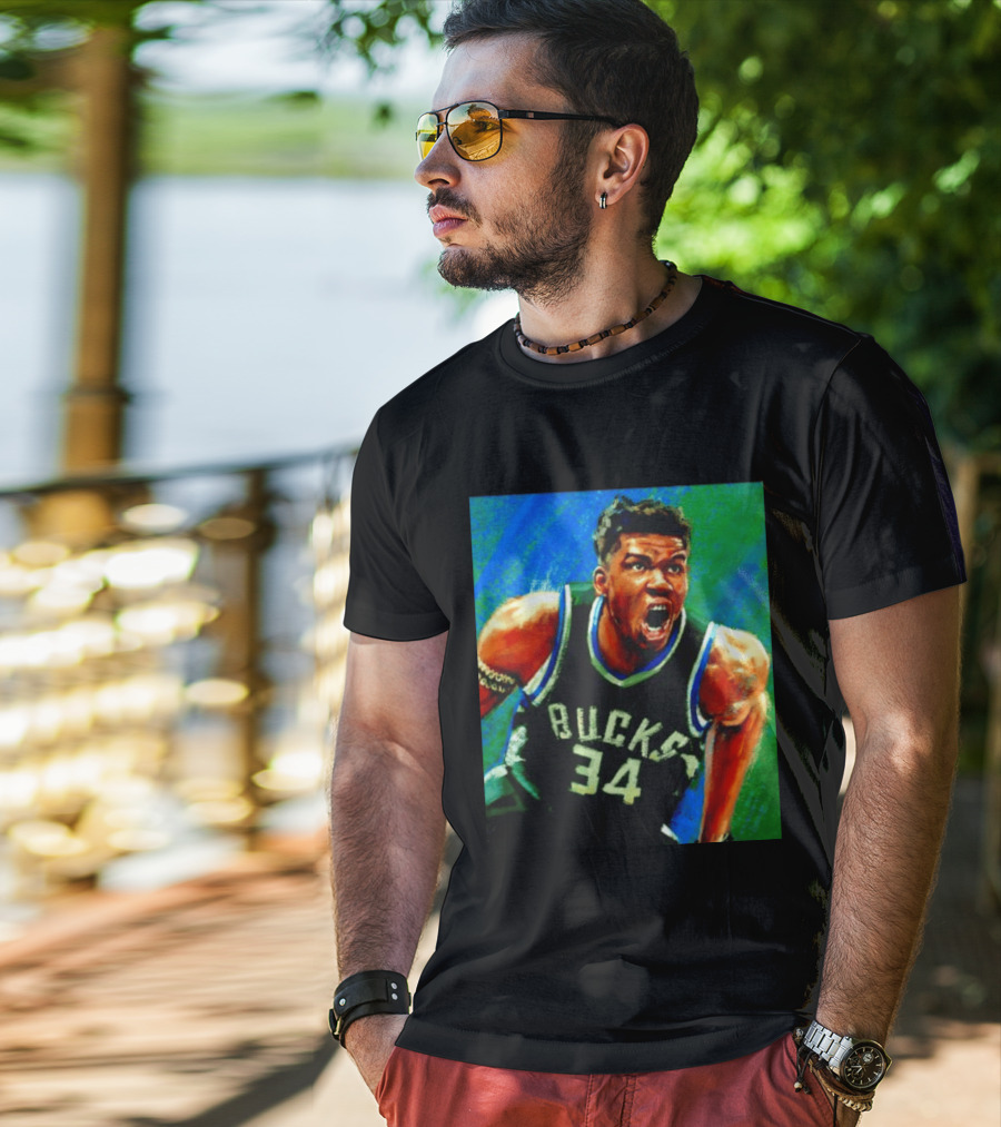 Giannis Antetokounmpo Bucks No 34 Jersey Art Basketball Star T-Shirt