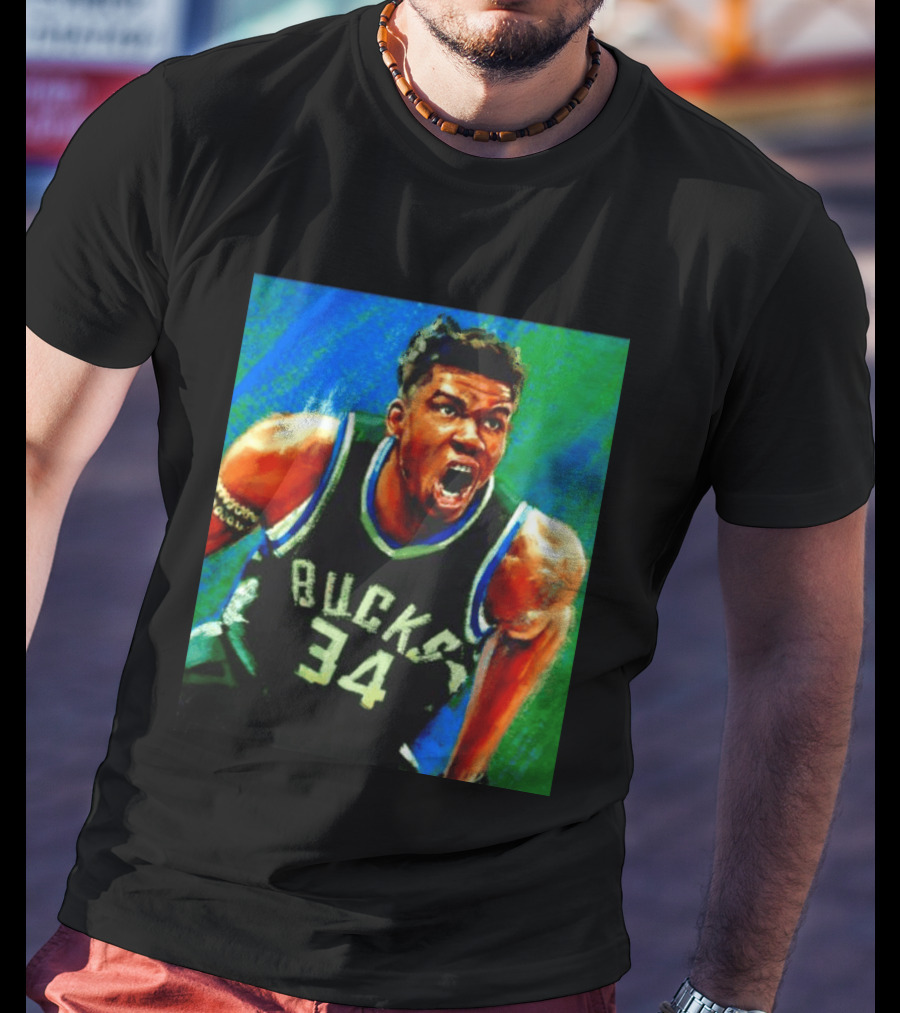 Giannis Antetokounmpo Bucks No 34 Jersey Art Basketball Star T-Shirt