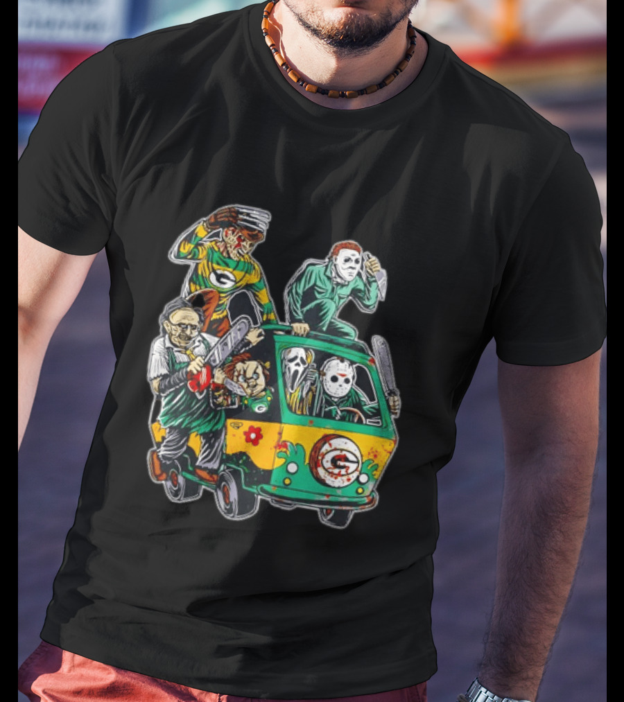 Horror Villains Green Bay Packers Mystery Machine T-Shirt