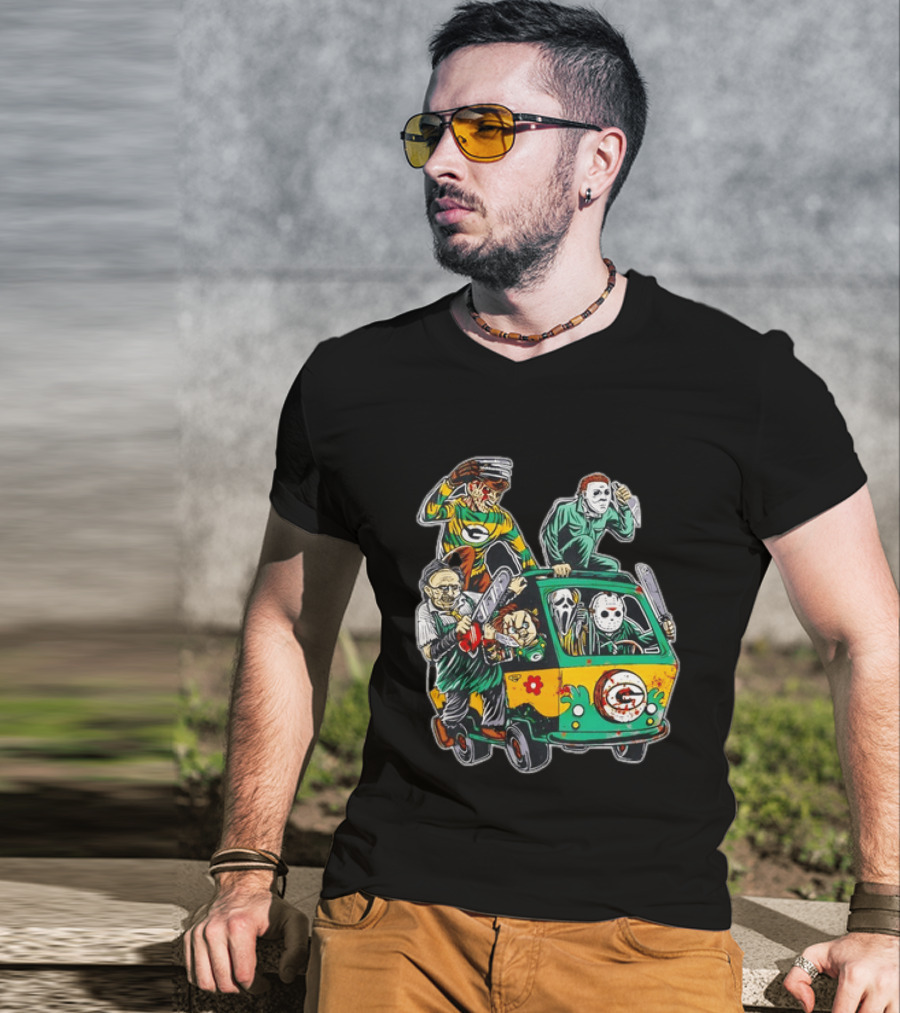 Horror Villains Green Bay Packers Mystery Machine T-Shirt