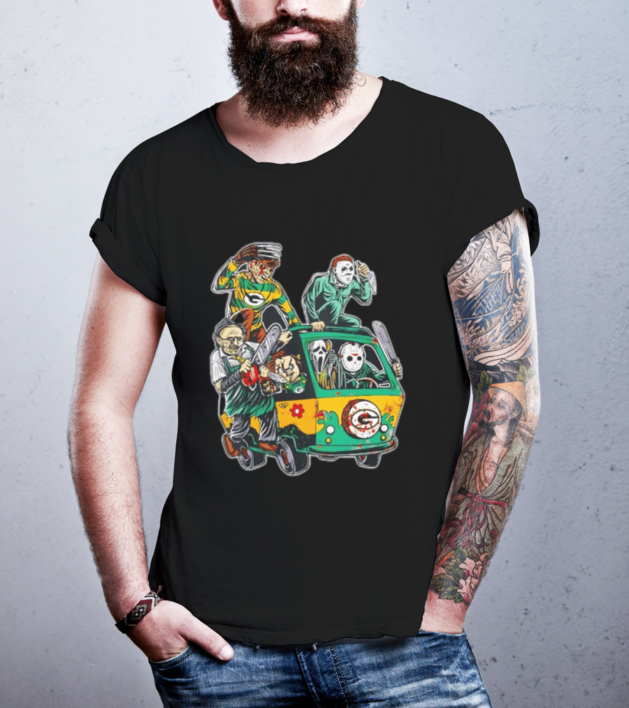 Horror Villains Green Bay Packers Mystery Machine T-Shirt