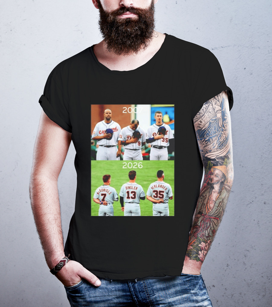 Detroit Tigers 2007 2026 McGonigle Dingler Verlander Comparison T-Shirt