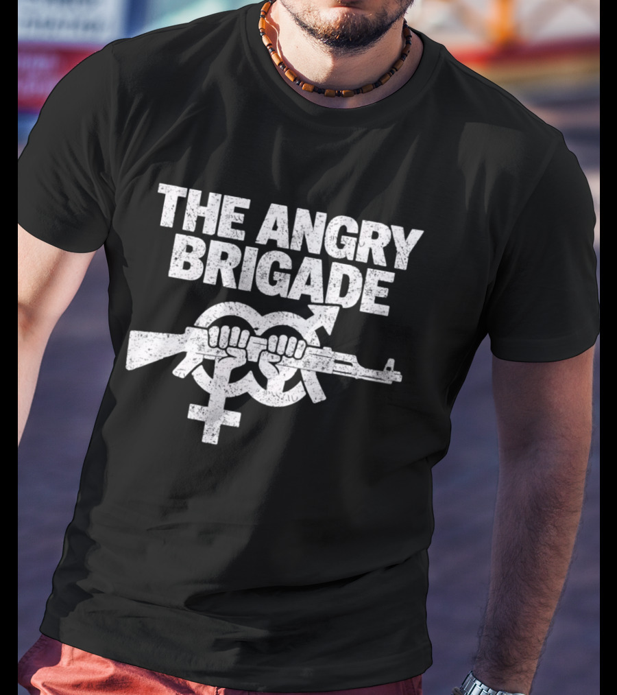 The Angry Brigade Symbol Fists Holding Rifle T-Shirt
