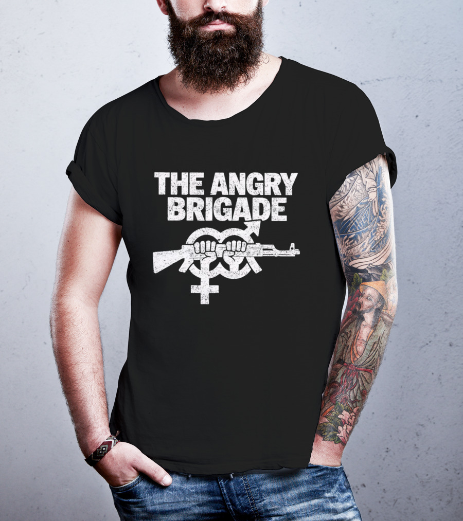 The Angry Brigade Symbol Fists Holding Rifle T-Shirt