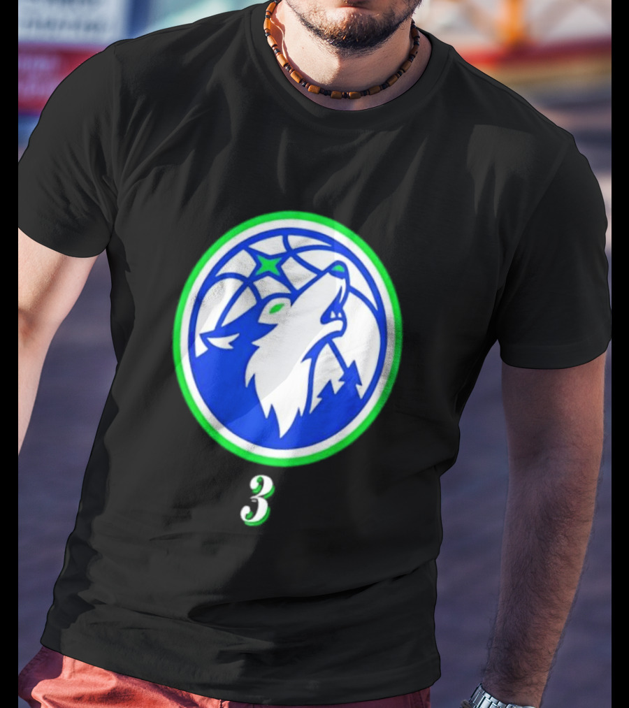 Jaden McDaniels Minnesota Timberwolves 3 Wolf Basketball T-Shirt