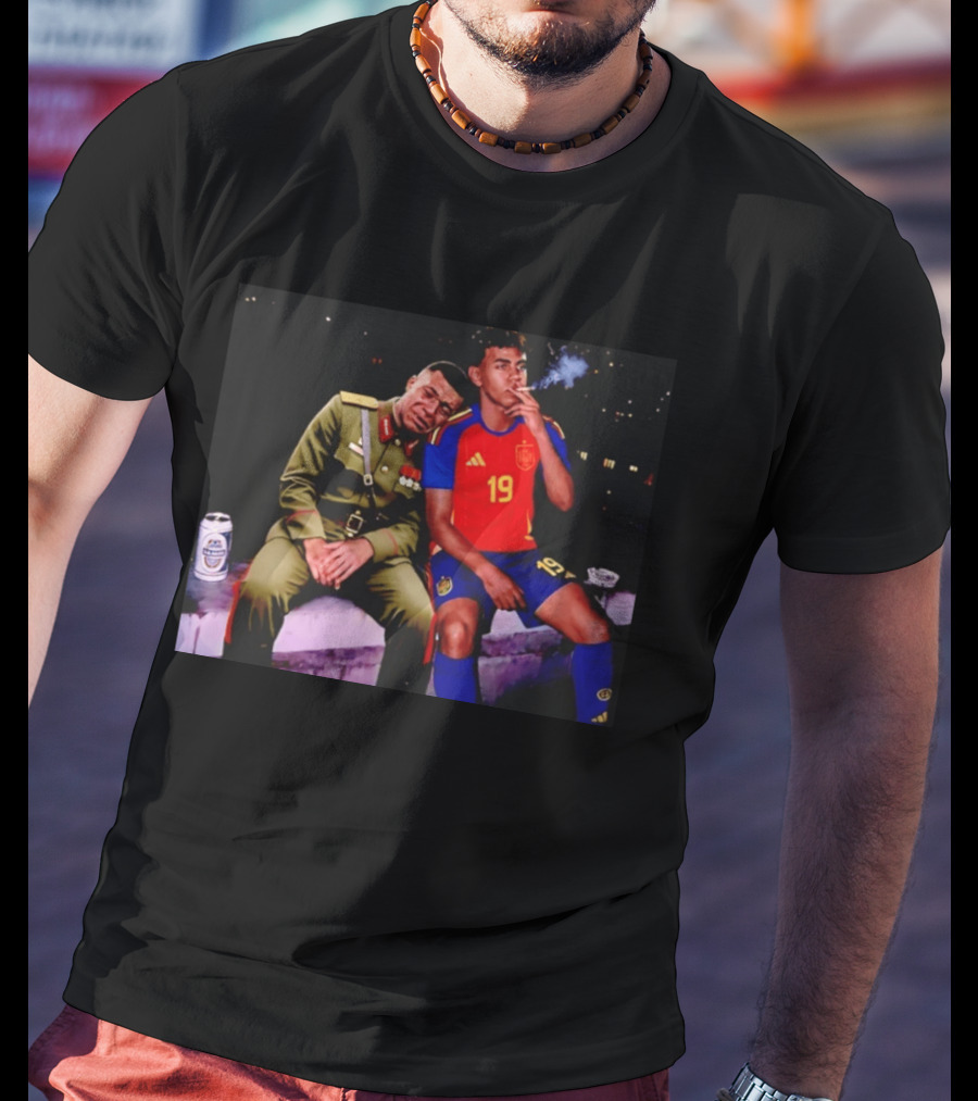 Kylian Mbappe And Lamine Yamal Smoking Spain Number 19 Soccer T-Shirt