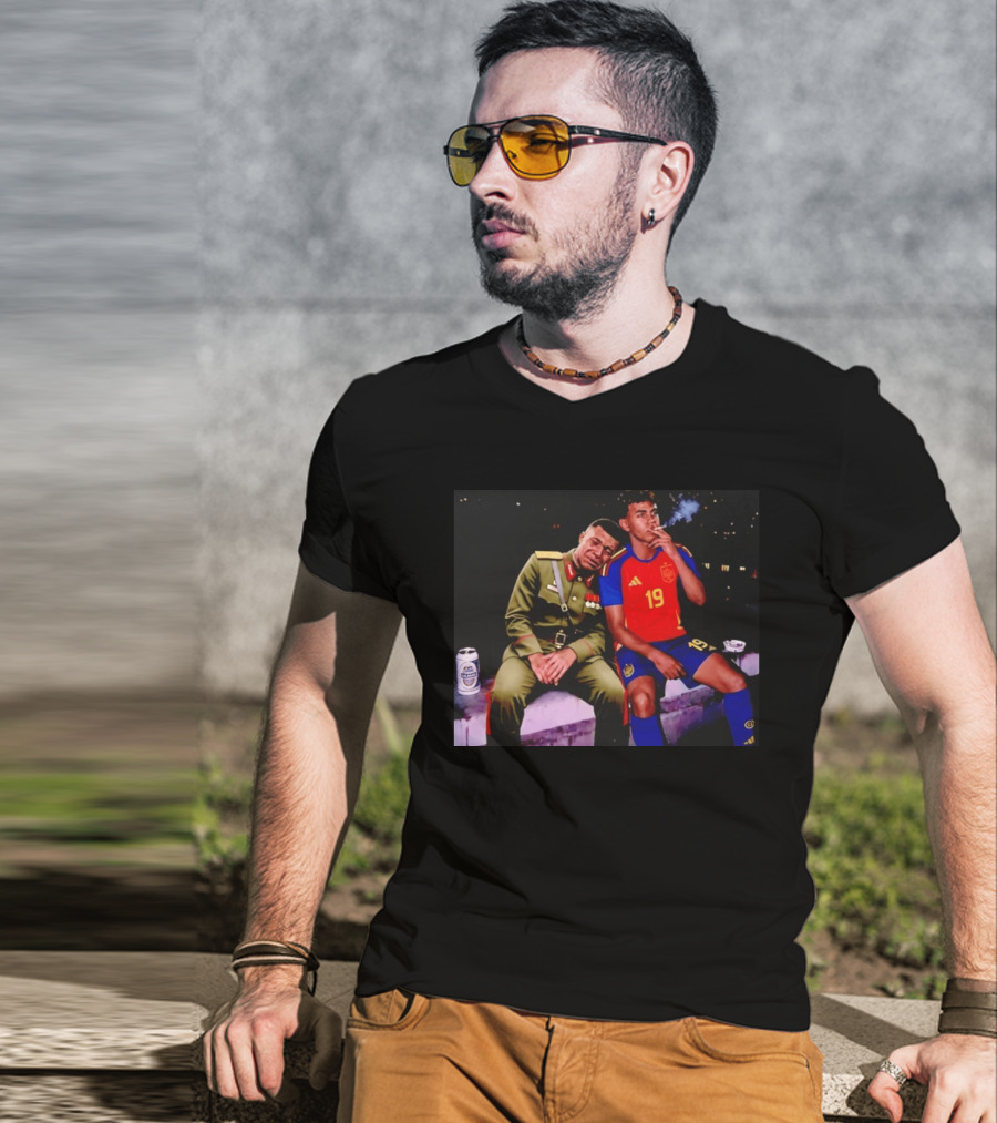 Kylian Mbappe And Lamine Yamal Smoking Spain Number 19 Soccer T-Shirt