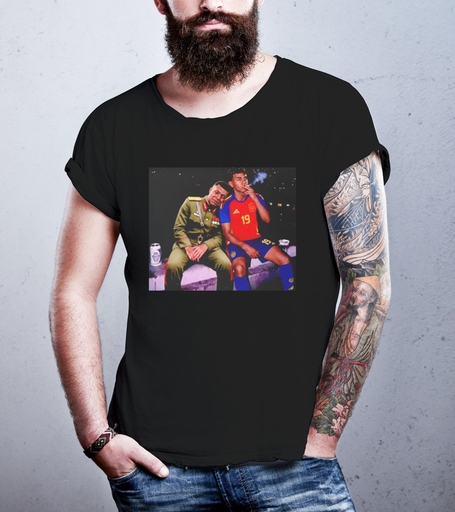 Kylian Mbappe And Lamine Yamal Smoking Spain Number 19 Soccer T-Shirt