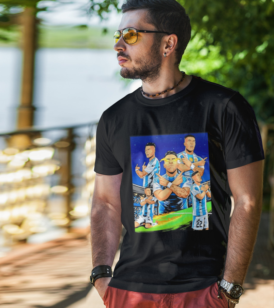 Lautaro Martinez Argentina National Team Collage Soccer Star Celebration T-Shirt