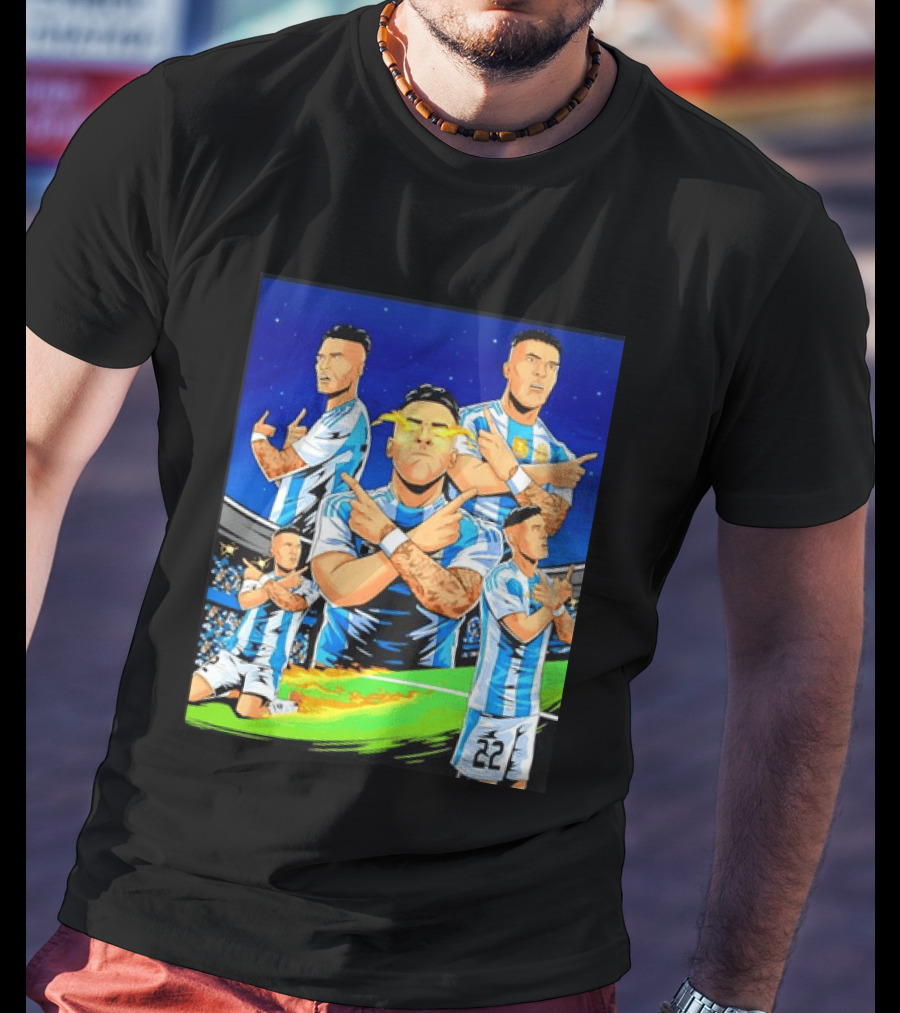 Lautaro Martinez Argentina National Team Collage Soccer Star Celebration T-Shirt