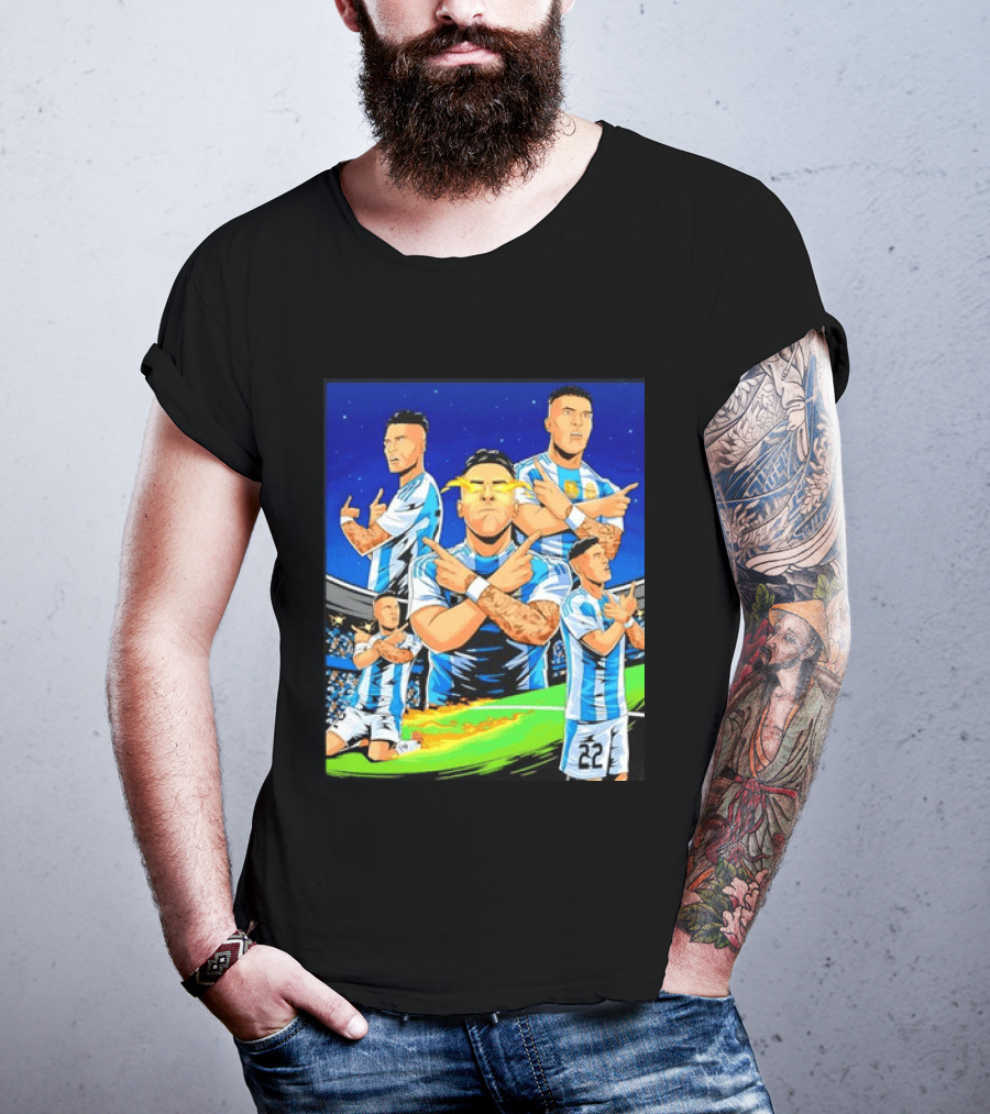 Lautaro Martinez Argentina National Team Collage Soccer Star Celebration T-Shirt